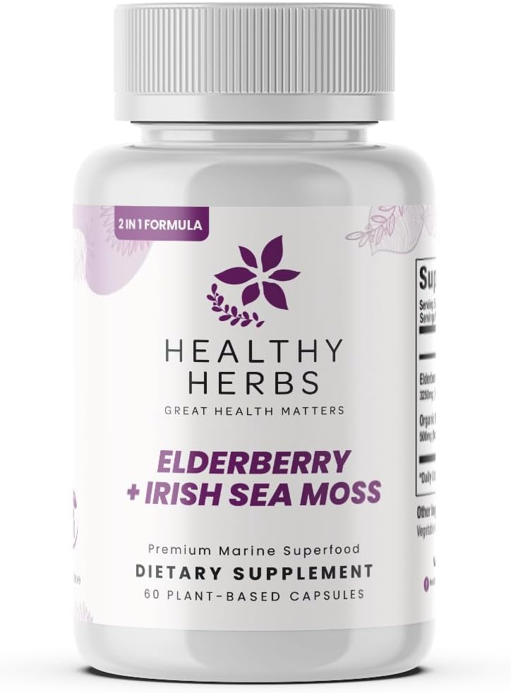 Zdravé byliny Wildcrafted Elderberry Sea Moss Capsules 