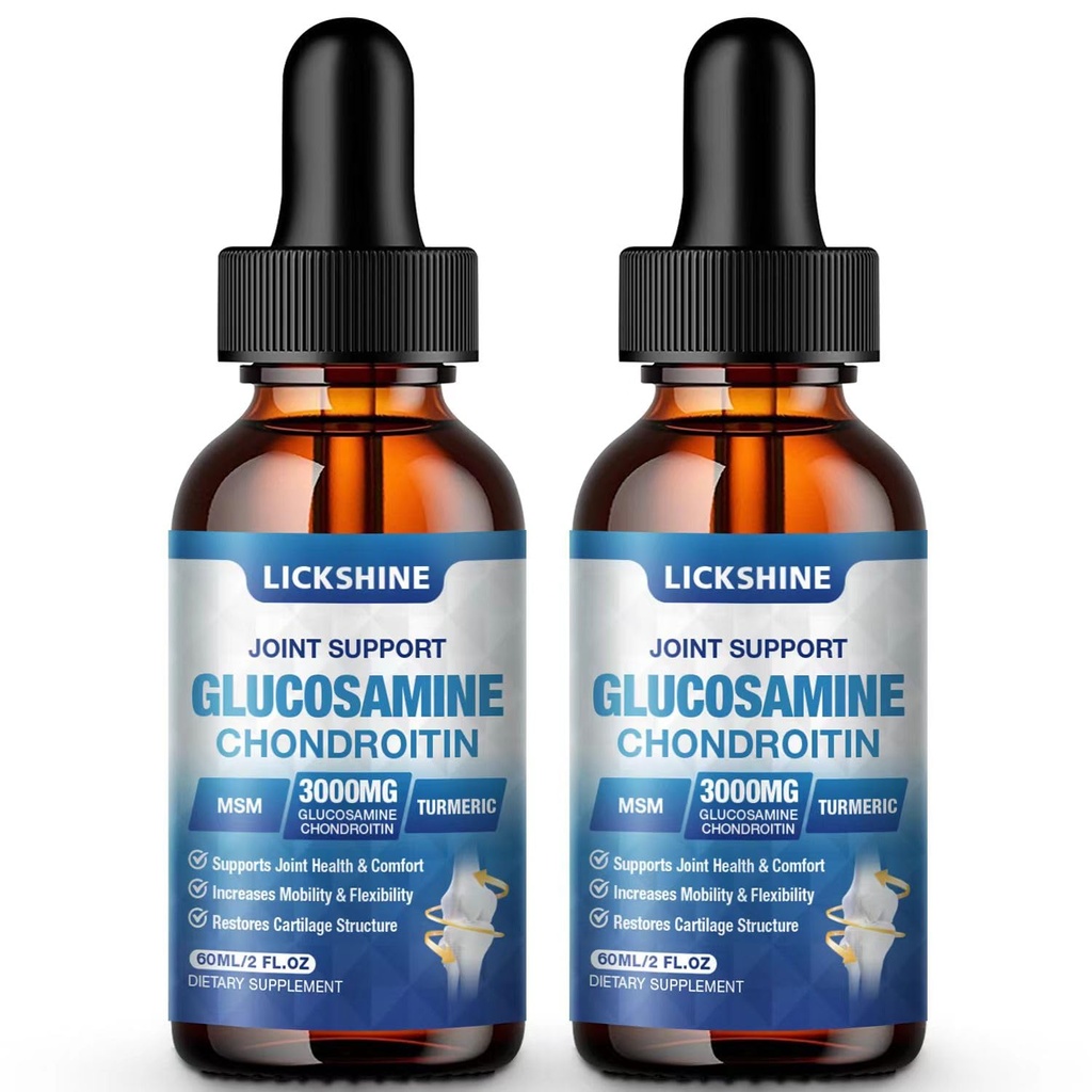 2 balenie Glukozamín Chondroitín MSM tekuté kvapky - extra sila Joint Suplement for Adults with Quercetin Boswelia, Bromelain, Hyaluronic Acid, Antioxidant Immune Support (4 Fl oz)