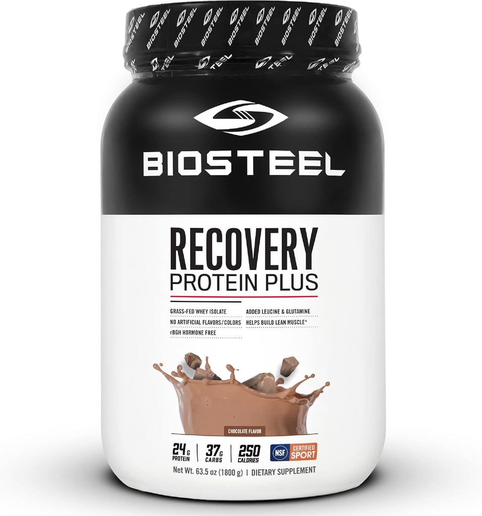 BIOSTEEL Recovery Protein Plus prášok doplnok, tráva-Fed a non-GMO vzorec, čokoláda, 27 porcií