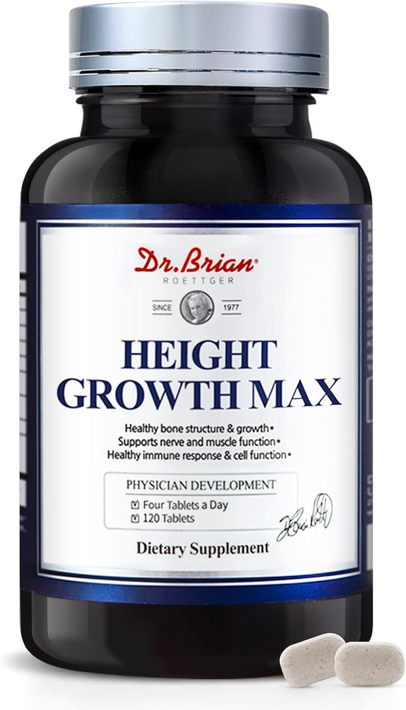 Height Growth Maximizer - Rast Vitamíny pre dospievajúcich Výška kosti Sila a rast Taller Prirodzene, Deti Vitamíny Bez GMO, Vek 10+, 120 Tablety