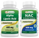 Najlepšie prírodné Alpha Kyselina lipoová 600 mg & NAC N-acetyl-cysteín 600 mg