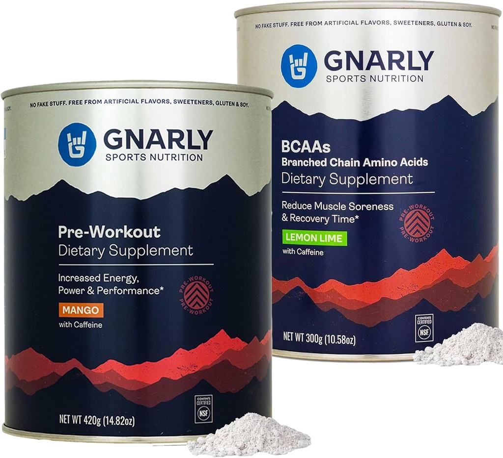 Gnally Nutrition Preworkout Mango (14.82oz) BCAA Lemon Lime (10.58oz)