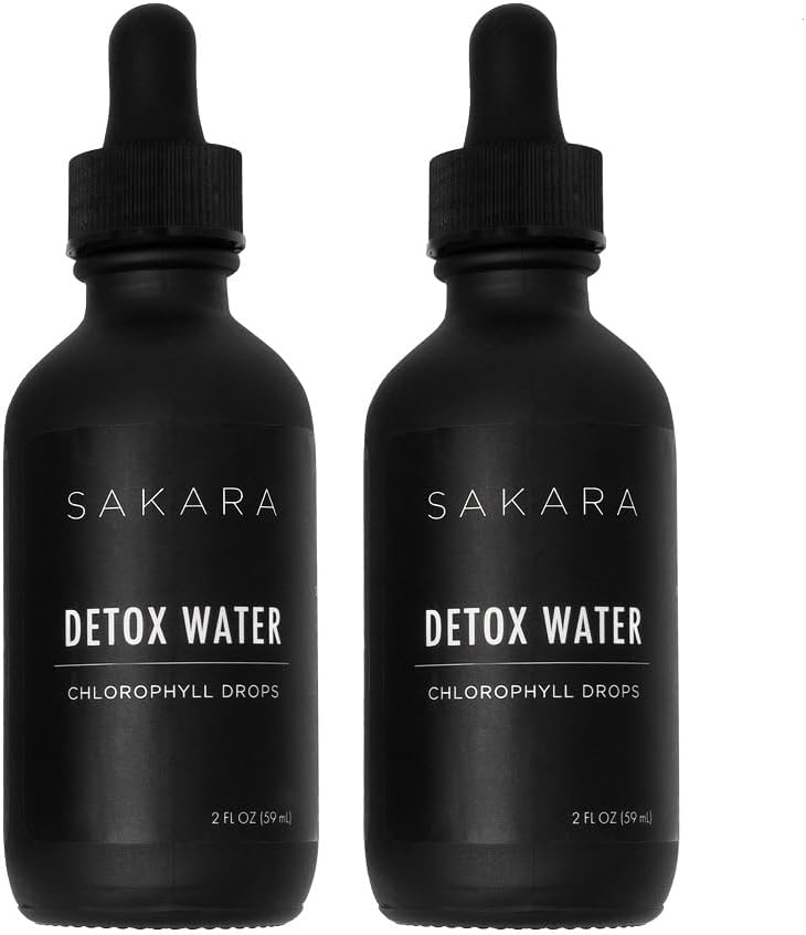 SAKARA Detox kvapky vody, 60 Servivné služby - Chlorofyl Tekuté kvapky, Chlorofyl Voda pre Lymfatické Odvodnenie, Body Detox Nápoj, Prírodná energetická podpora, Tekuté Chlorofylné kvapky Supplement, Vitamíny