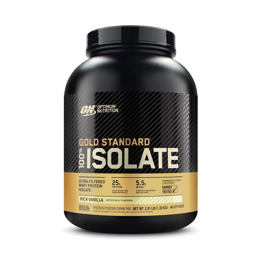 Optimálna výživa zlato štandard 100% izolát, proteínový prášok, Rich Vanilla, 2,91 libra, 44 podáva. Izolát srvátkového proteínu (Packaging May Vary)
