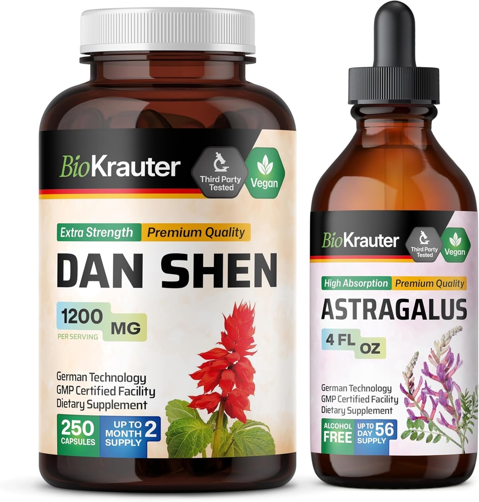 BIO KRAUTER Dan Shen 250 kapsúl & Astragalus Tincture 4 Fl. Oz.