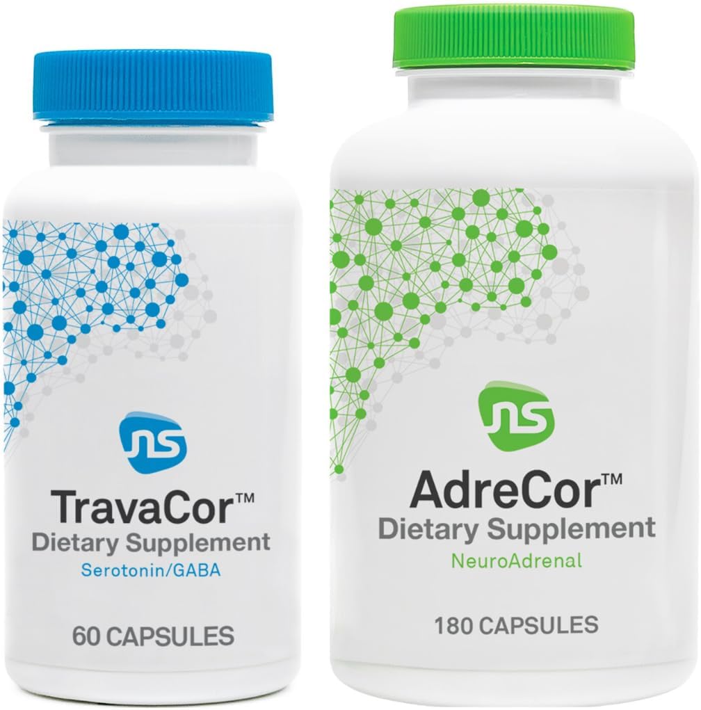 NeuroScience Mood + Adrenal Support Set - AdreCor + TravaCor (2 produkty, 180 kapsúl, 60 kapsúl)