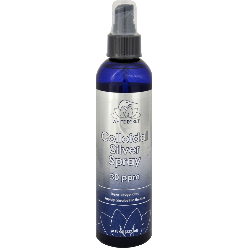 White Egret Skin Care Koloidný strieborný sprej, 8 Ounce