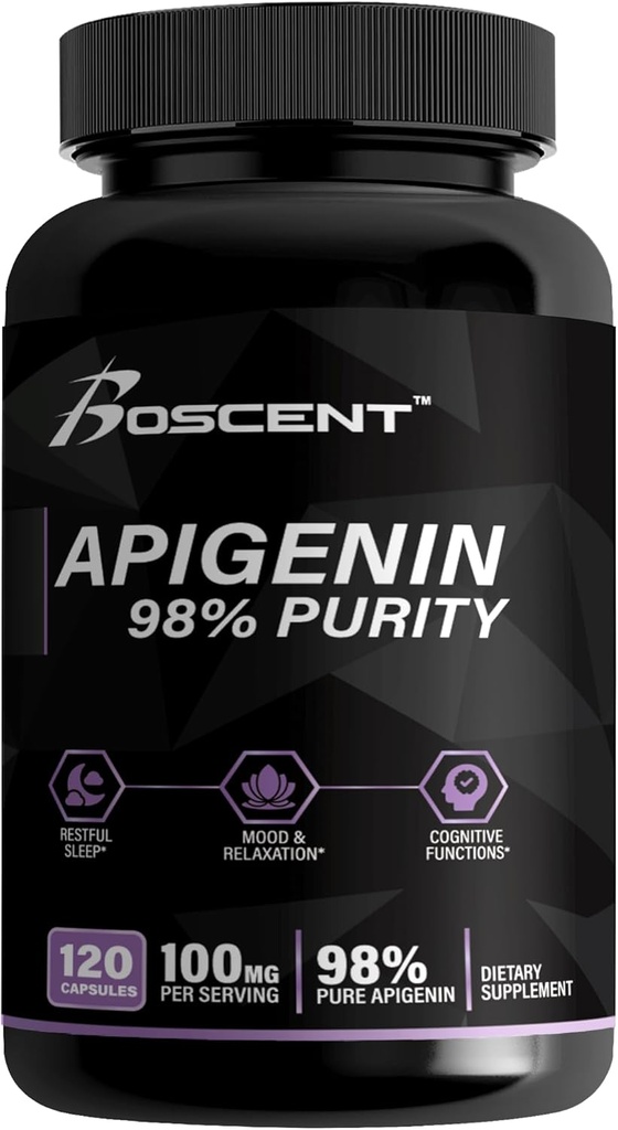 Apigenin Supplement 100mg from harmomile Extract 120 Count - 98% čistota- Apigenin Supplement for Sleep, Mood, Cognition, Prostate health - Excellent sleep aid, Non-GMO, No Fillers - 4-Month Supply