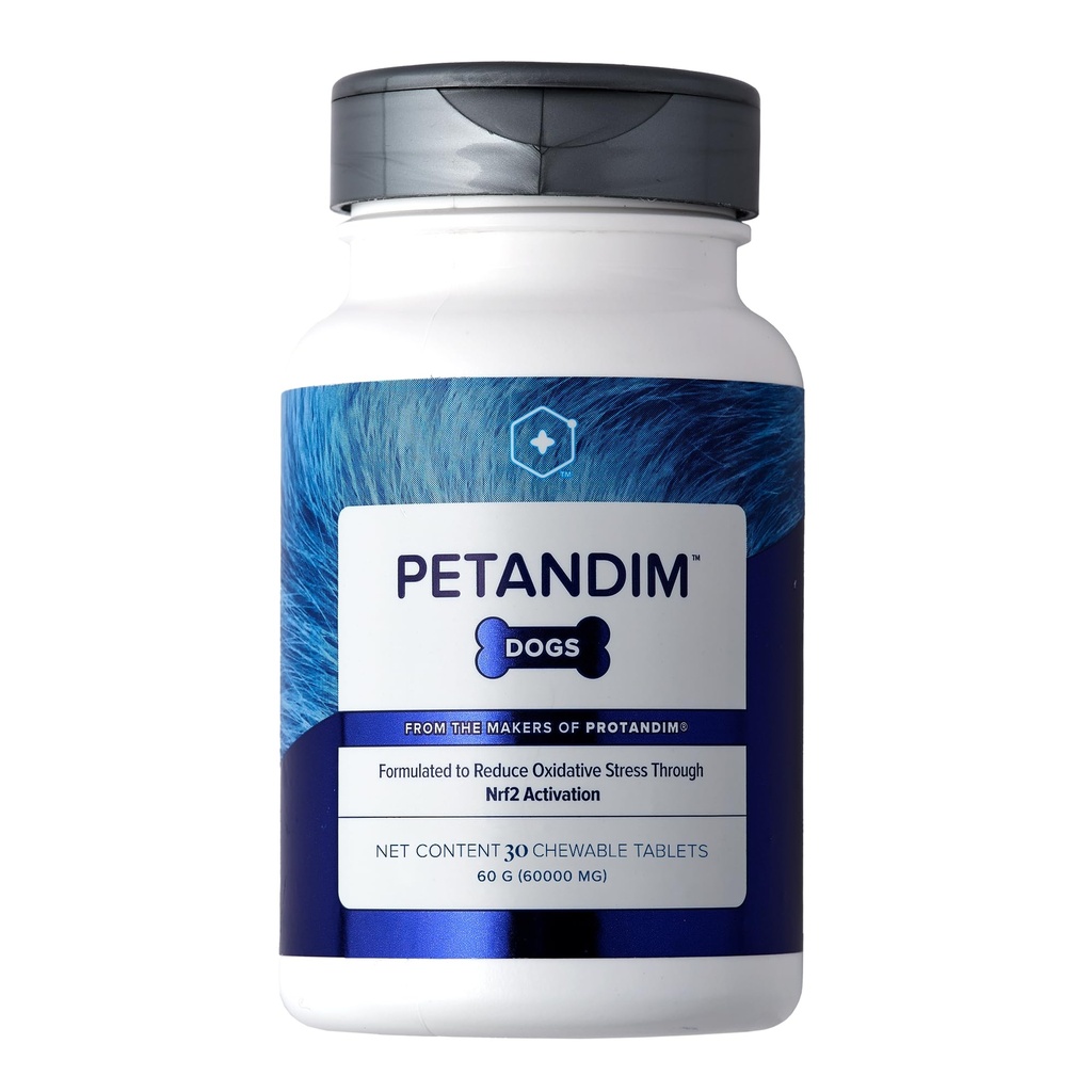 Petandim Pes Vitamíny (30 Žuvacie tablety), Antioxidanty Znížiť oxidačný stres, Spoločný doplnok pre psy, kože a kozí doplnok, Omega-3 a kolagén pre psy, kuracie + Bacon Flavor