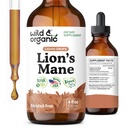 Wild & Organic Lions Mane Liquid Drops - Podpora mozgu a zaostrenia - Lion's Mane Mushroom Supplement - Hericium Erinaceus Mushroom Drops - Vegan, Cukor a bezalkoholový extrakt Tinture - 4 fl oz