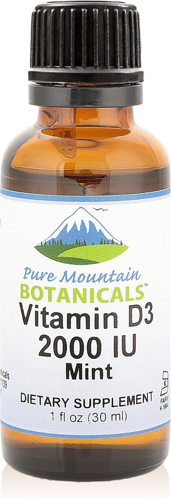 Pure Mountain Botanicals Ochutený vitamín D kvapky 