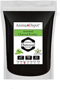 Aroma Depot 8 oz. Coconut Activated Charcoal Powder - podporuje zdravie, Vegan, Non-GMO, Žiadne prídavné látky, Food Grade, Teeth Whitening Powder, Charcoal for Facial Scrub, and Mydlo Making. (8 oz.)