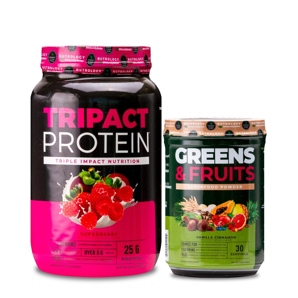 Nutrológia TRIPACT Proteín prášok, 7-v-1 jedlo náhrada Shake, Superberry (40 porcie) Zelené a ovocie prášok-prirodzene Zdroj Superfood, Vanilkové škorica (30 porcií)