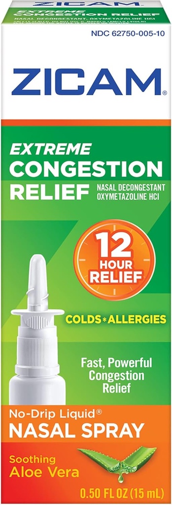Zicam Extreme Congestion Relief No-Drip Liquid Nasal Spray s upokojujúce Aloe Vera, 0.5 Ounce (Pack of 2)