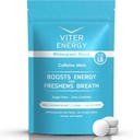 Viter Energy 40mg Kofeínové mäty - bez cukru, B vitamíny, Vegan, Boosts Fast Energized Alert Focus, Kofeínové Nootropic Supplement Pills (Zimná zelená aróma, 8oz, hromadný vak)