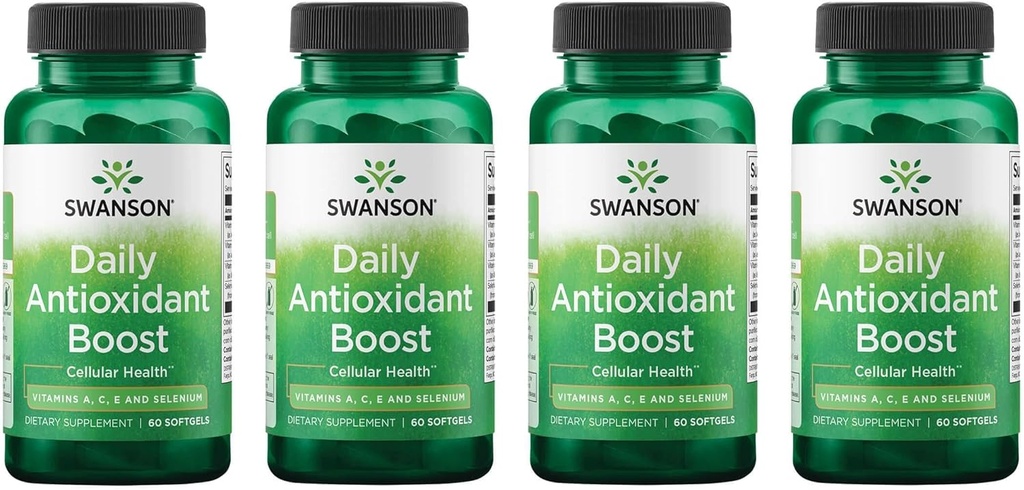Swanson Vitamíny Daily Antioxidant Boost - Podporuje bunkové zdravie a imunitnú podporu - podporuje prírodné obranné výživa - (60 Softgels) 4 balenie
