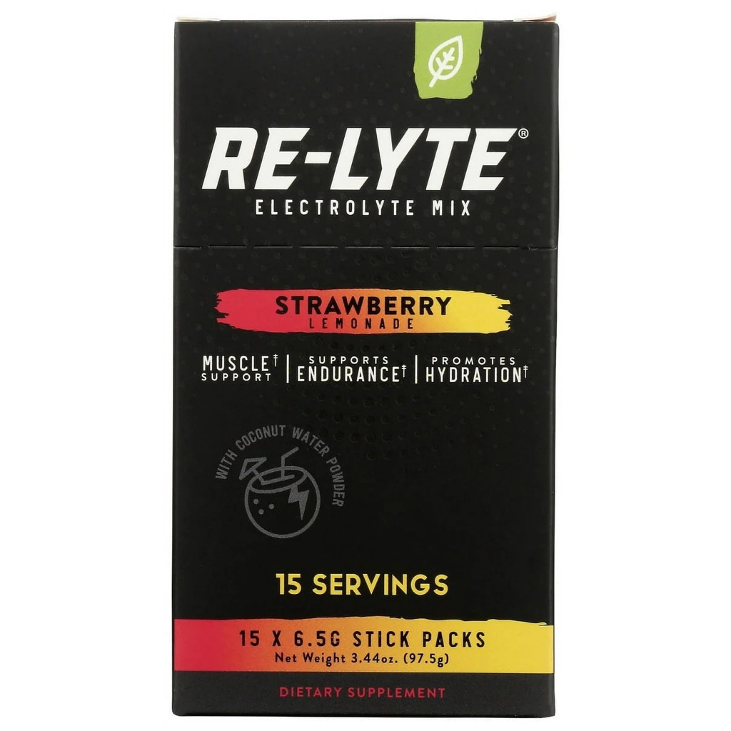 RELYTE Re-Lyte Electrolyte Drink Mix Strawberry Lemonade 15 Slúži balíčky 3.44 oz.