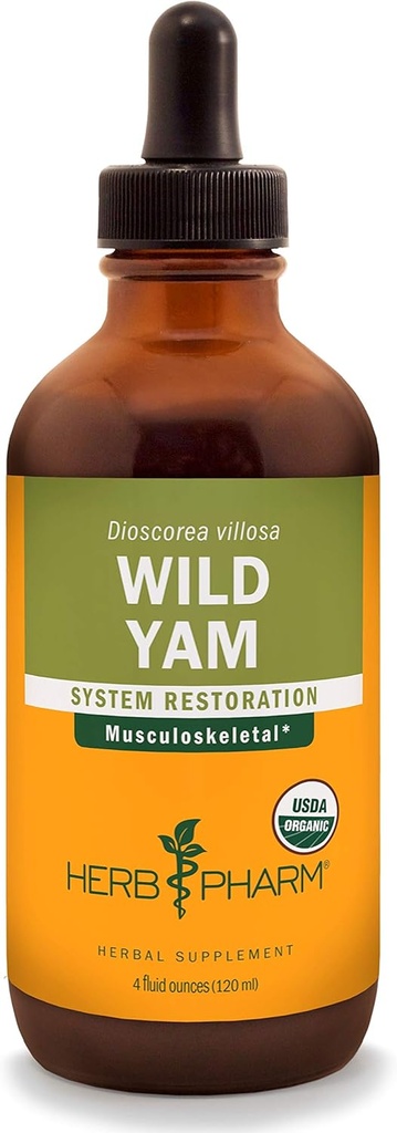 Herb Pharm Certified Organic Wild Yam Liquid Extract for Musculoskeletal System Support - 4 Ounce