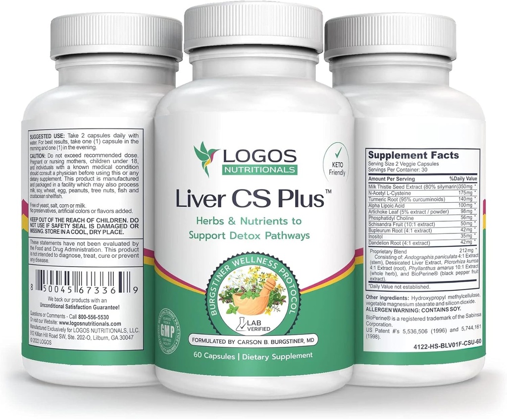 Logos Nutritionals-Liver CS Plus-60 Výkonný pečeň Detox Formula Veggie Caps-zvýšenie glutatión a zníženie oxidačný stres.