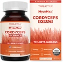 Organické kordyceps Mushroom Extract - 70% Beta Glucans - Najvyššie úrovne aktívnej živiny, Max Potency Cordyceps Kapsule, US Grown + Ultrasonic Extraction - Performance, Imunity & Energy - 60 Kapsule