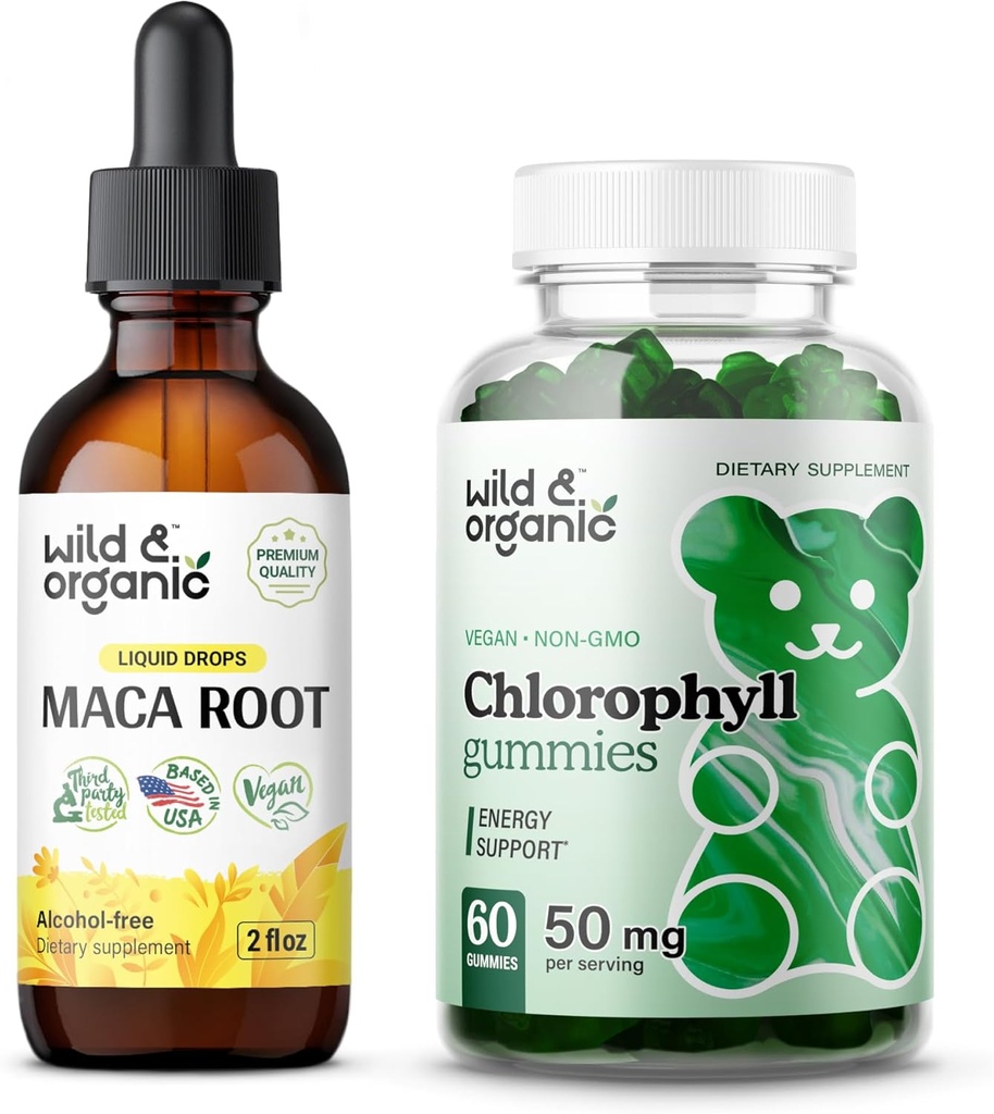 Wild & Organic Maca Root Tincture 2 fl oz & Chlorofyl Gummies
