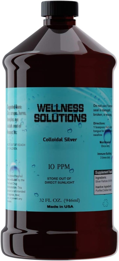 Koloidné striebro - Wellness Solutions - Vegan - Gluten Free 32 fl. oz