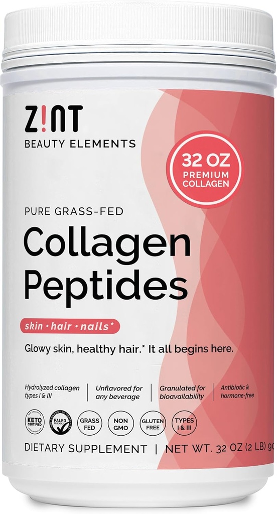 Collagen Peptides Powder XL (32 oz): Paleo & Keto Friendly Grass-Fed Hydrolyzed Collagen Protein Supplement - unflavred, Non GMO (Backaging May Vary)