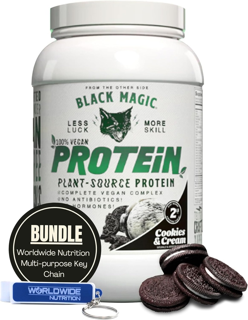 Worldwide Nutrition Bundle Compatible with Black Magic Multi-Source Protein Powder - Vegan Cookies and Cream 