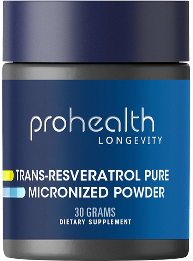 ProHealth longevity Micronized Trans Resveratrol Powder 30 Grams - 98% Pure Pharmaceutical Grade, 1000 mg per Scoop, Superior Absorbcia a biologická dostupnosť