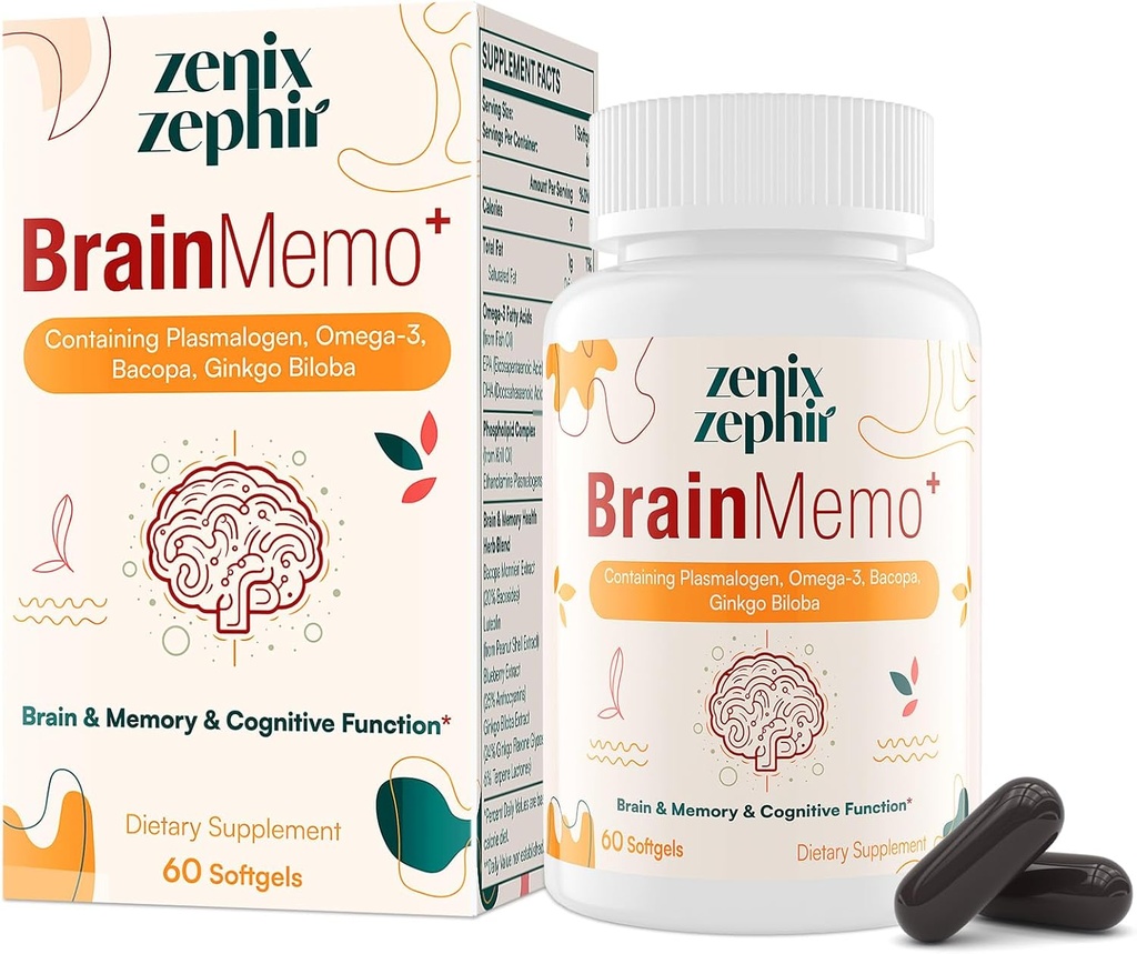 Brain Doplnky pre pamäť a zaostrenie - Fosfolipidový komplex s Omega-3,Plasmalogény pre kognitívny výkon a zaostrenie rozšírenie - non-GMO, 60 dní