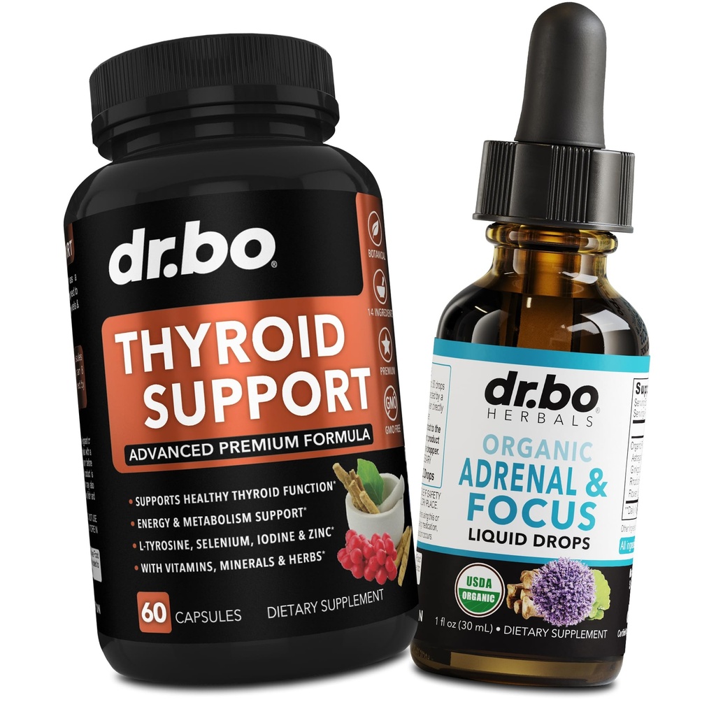 Podpora štítnej žľazy a Adrenal Focus kvapky - Suplement štítnej žľazy Complex s L-Tyrosine Selenium Iodine & Organic Adrenal podpora Doplnky Focus Liquid kvapky - Prírodný mozog a pamäť únava