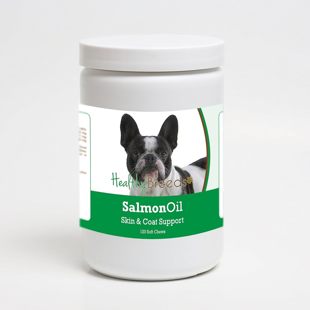 Zdravé plemená Francúzsky Bulldog Salmon Oil Soft Chews 120 Počet