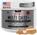 iHeartDogs 24-in-1 Senior Multivitamín Daily+ Powder total Health Support with Probiotics, Omega-3, Glukozamín, Huby & Bone Broth- 60 Servings