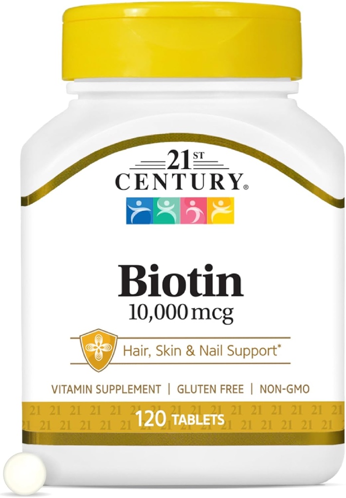21st Century Biotin Tablety, 10 000 mcg, Unflavred 120 Počet