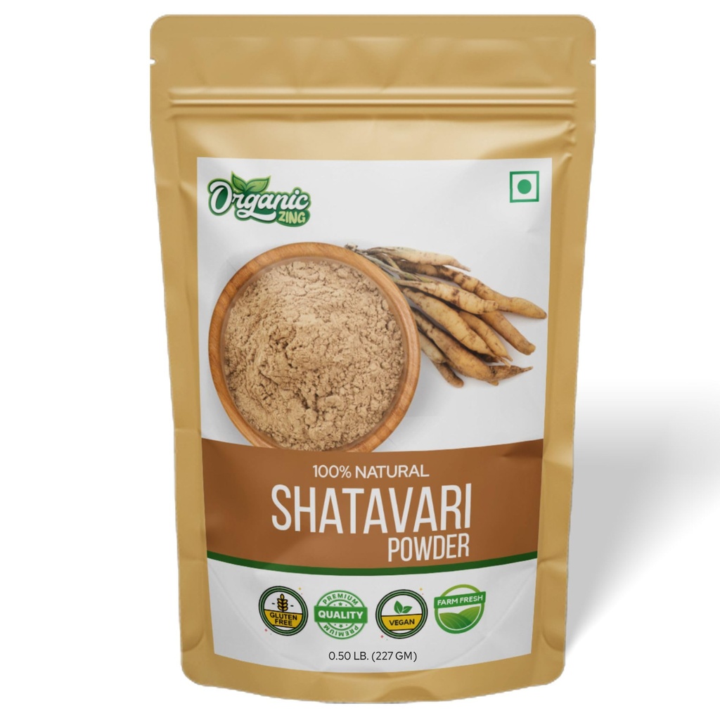 ORGANICKÝ ZING Shatavari Powder Extract zo Špargľa racemosus Beneficial for Women's Health - 8 oz (227 gm) Balenie 1