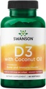 Swanson High Potency Vitamín D-3 w/Coconut - Natural Supplement Promotion Bone Health & Immune System Support - Môže pomôcť zvýšiť vstrebávanie vápnika - (60 Softgels, 125mcg Každý)
