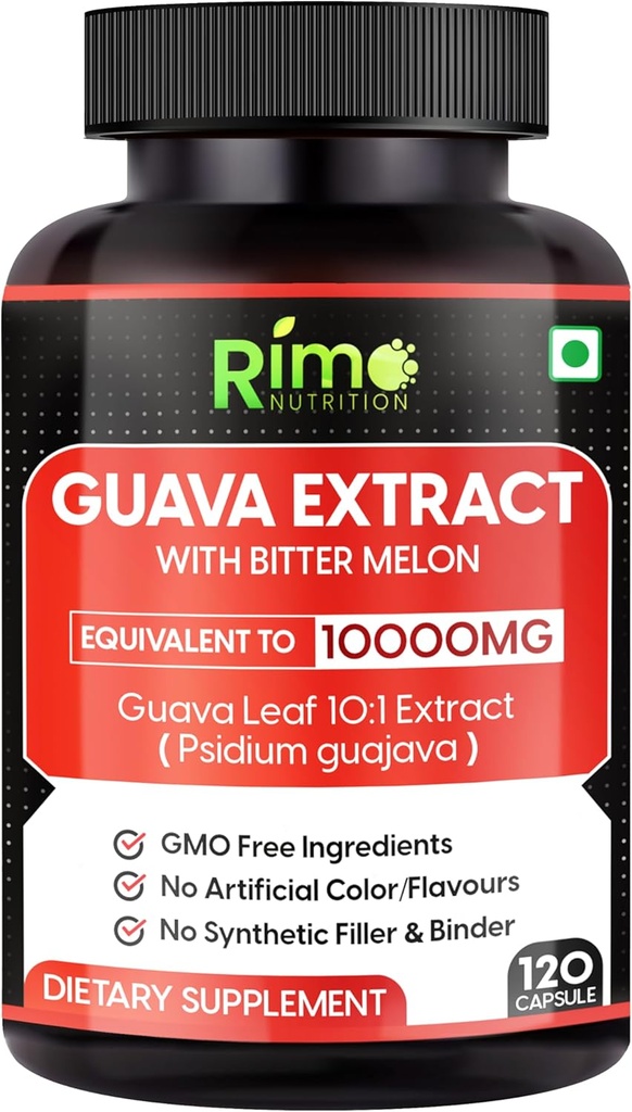 Guava Leaf Extract s horkou Melon 120 Veg Kapsule 1000 mg Per Serving (120 Kapsule, Guava)