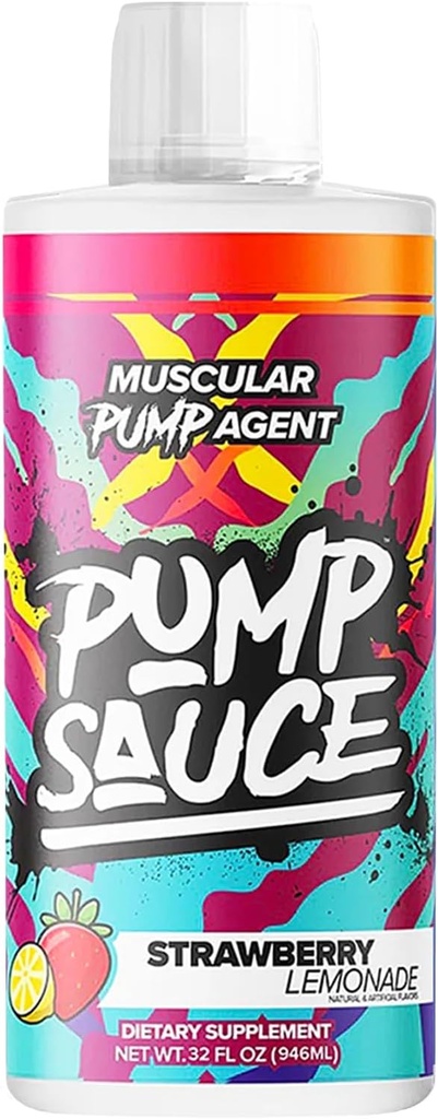Čerpadlo omáčka pre-Workout - 32 oz, Strawberry Lemonade, Žiadne kofeín, Full Spectrum Liquid, Gluten Free, Vegan, Zero Cukor