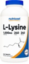 Nutricost L-lyzín 1000mg, 240 Tablety - bez lepku, non-GMO, a Vegetariánska priateľsky