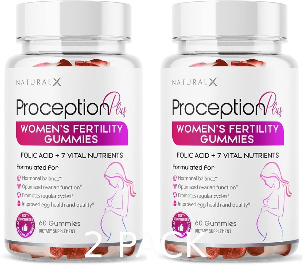 Fertilita Gummy pre ženy - Myo-Inozitol, Kyselina listová, Biotín, B Vitamíny - Inozitol Supplement for Female Fertility Support, Hormone Balance, Ovulation, Prenatal Conception (60 Gummies, 2 balenie)