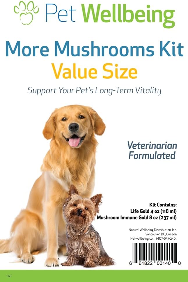 Pet Wellbeing Viac Huby Súprava pre psy - Imunitný systém Podpora a antioxidačná ochrana - Vet-formulované s tureckým chvostom, Reishi, Maitake, Astragalus