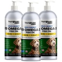 Liquid Health Domáce zvieratá K9 Omega 3 Rybí olej pre psy - Liquid Omega 3 doplnok pre domáce zvieratá s EPA + DPA + DHA - Znížiť svrbenie a lepenie, podporné kĺby, imunita, mozog, zdravie srdca - USA Vyrobené (3 balenie)