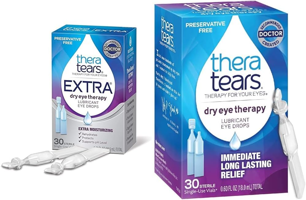 TheraTears Extra Dry Eye Therapy Lubricant Eye Drops 30ct & Dry Eye Therapy Lubricating Eye Drops 30 Vials