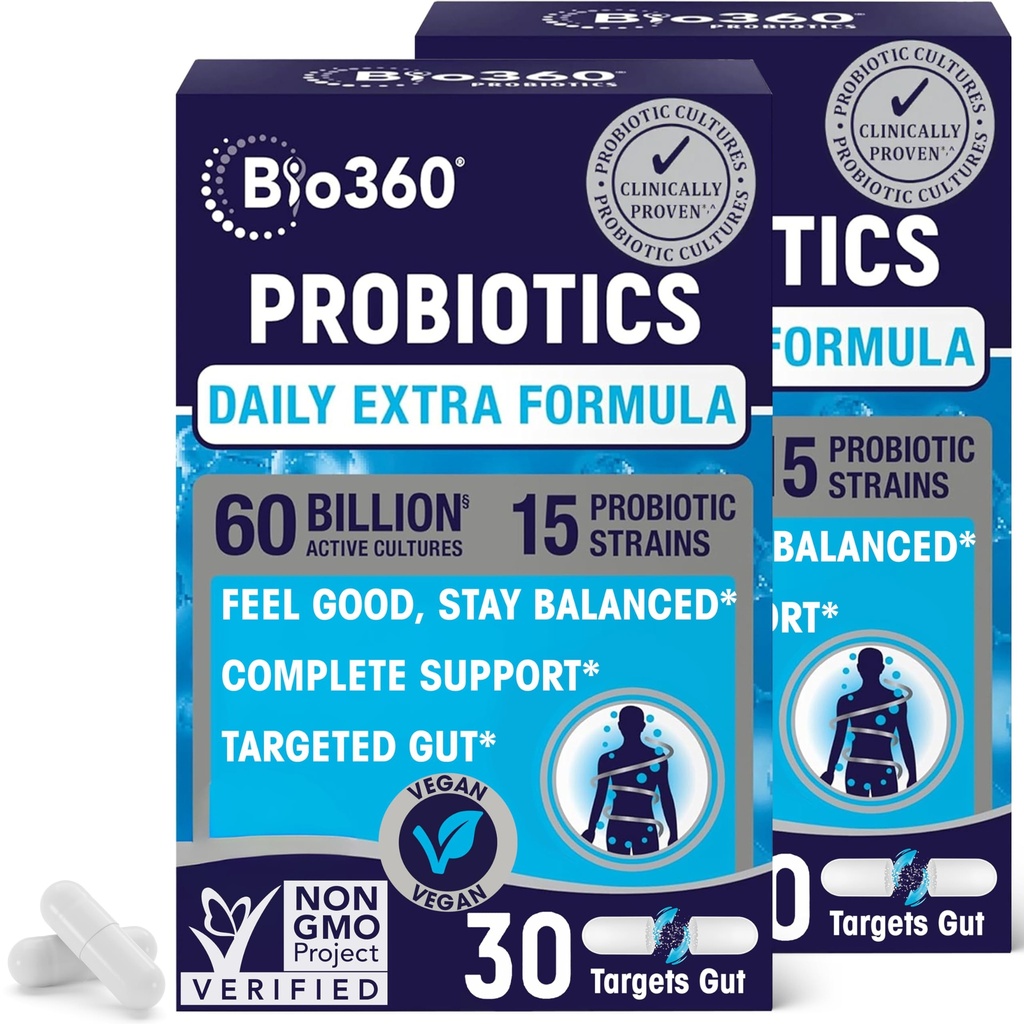 Extra sila probiotiká pre trávenie zdravie a imunitnú podporu, 60 miliárd CFU & 15 kmene, Gut Health Probiotiká pre mužov a ženy podporuje príležitostné zápcha, hnačka, plyn & Bloating, 60CT