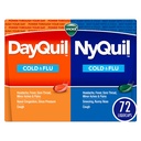 Vicks DayQuil & NyQuil Co-Pack, Cold & Flu Medicine, Výkonný multi-Symptom Day-time & Nighttime Relief for Bolesť hlavy, Horúčka, Bolesť žalúdka, menšie bolesti a kašeľ, 72 ct