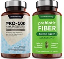 Vitamín Bounty Pro-100 Probiotiká a prebiotické Fiber Bundle: Ultimate Gut Zdravotná podpora s 13 kmeňmi, 100 miliárd CFU, Zinok a vitamín C, Oneskorené uvoľnenie Kapsule - 90 Kapsule