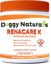 RenaCare K je pre Renal K (Potasium Gluconate) Draslík Supplement Powder pre psy a mačky, (4 oz) s kuracím pečeňovým príchuťom - 215 Level Scoop (Made is U.S.A)
