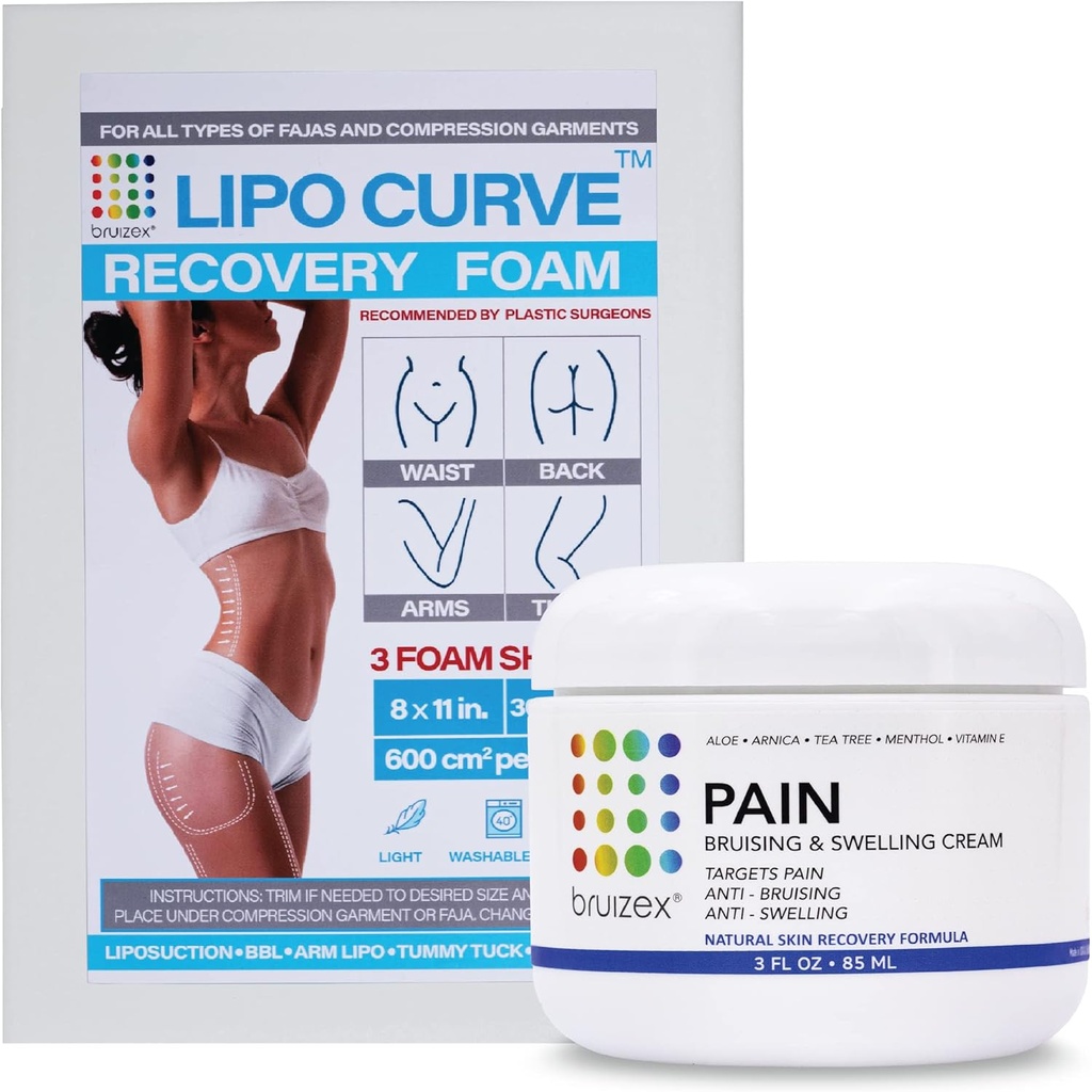 Arnica Montana Bruising & Opuch krém & LipoCurve pena Post Chirurgické Padsy Bundle, pre Liposuction Post Chirurgické zotavenie & Lymfatické Odvodnenie