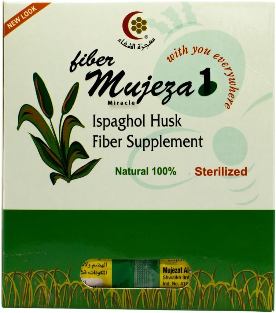Mujeza Psyllium/Ispaghol Husk Supplement (100g) - 100% Natural Organic Husk Fiber, Healthy Eliminácia, Keto Friendly, Vegan, Gluten-free, Rozpustný a nerozpustný Fiber Zdroj - Mujezat Al-Shifa