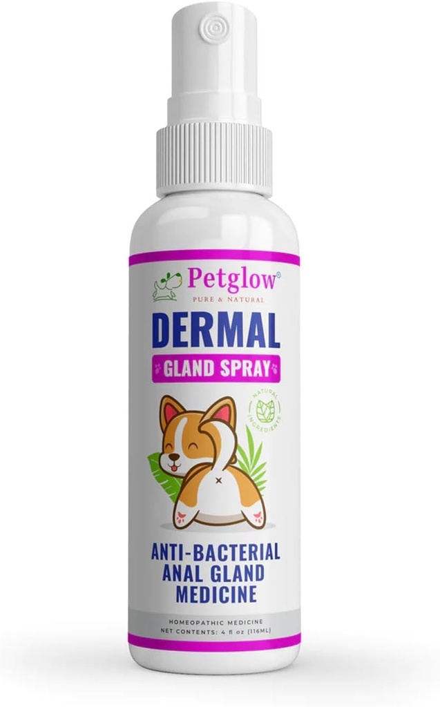 Petglow Anal Gland Medicine, Análne čistenie pre psov, Anal Gland Support, Pet Grooming Spray, Liečebné a prevenciu Psie Anal Gland infekcie, Feline Anal Gland Relief Hygiene Spray - 4 fl oz